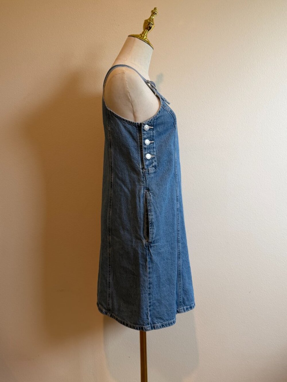 Levi's Blue Denim Overall Pinafore Mini Dress Size XS - Picture 5 of 8